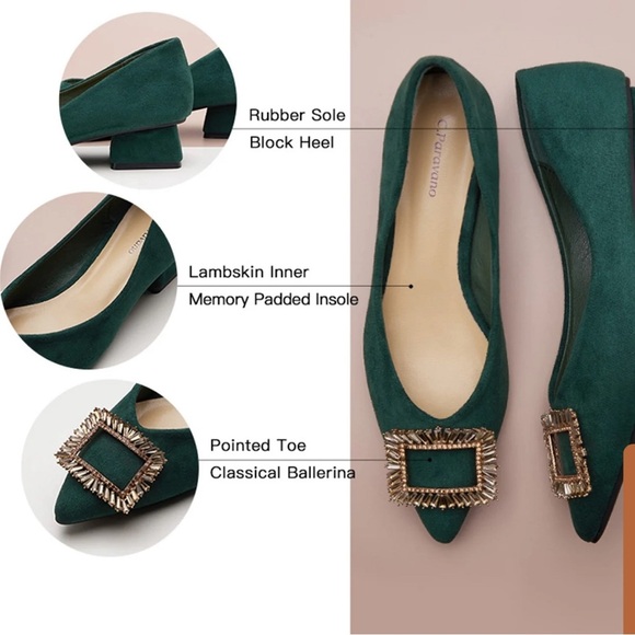 C.Paravano Women’s Alessia Embellished Suede Middle Heel Pumps! - Picture 2 of 12